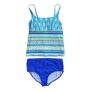 Lands End 2 Piece With Underwire Bra and Bottoms Pool Swim Beach Size 10 12